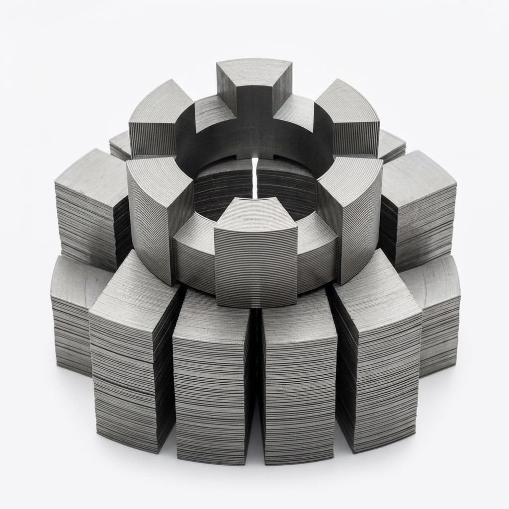Layered axial lamination module reference for bonding and winding access review